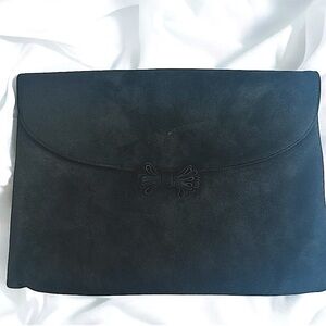 Salvatore Ferragamo Vintage Black Suede Clutch